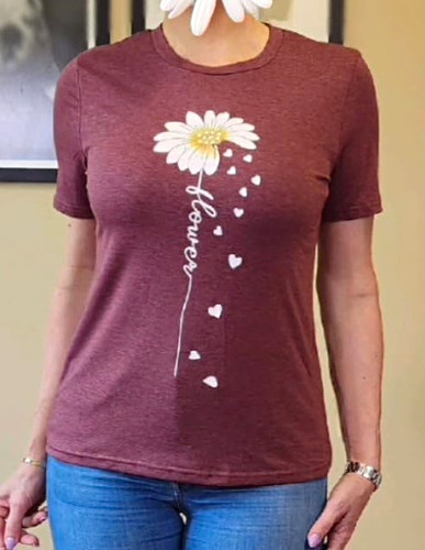 Women burgundy crew neck - women's,
