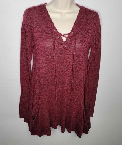 Maurices burgundy knit - knit, lace-up