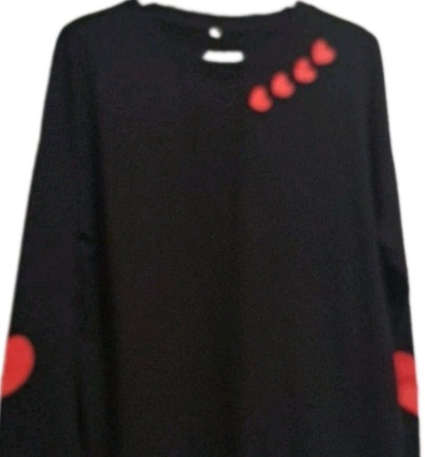 Black red heart ls - black,
